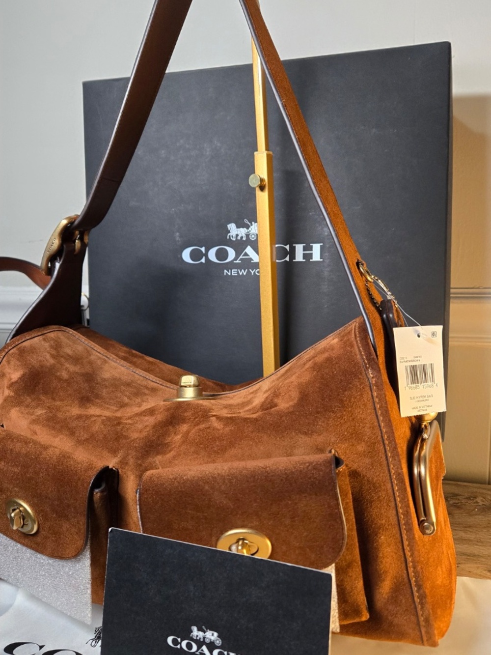 Coach Suede Haversack bag warm brown - Picture 2 of 12